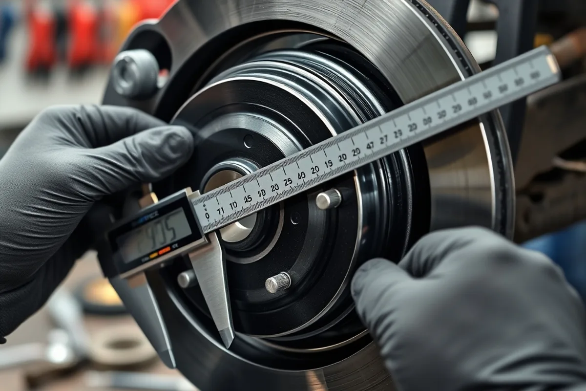 Brake rotor measured with a digital caliper