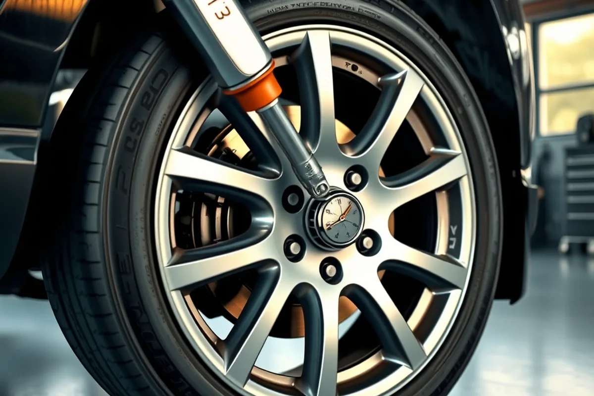 Refitted wheel being torqued with a wrench