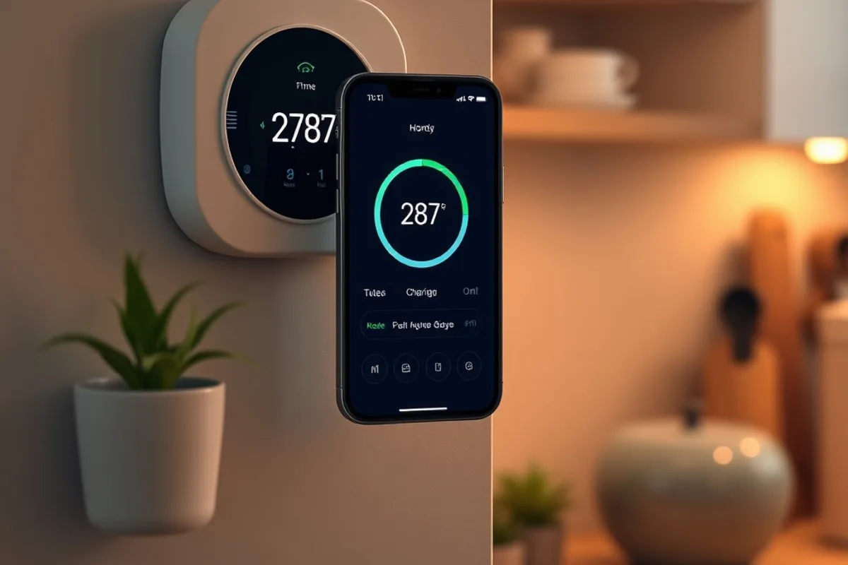 Smartphone showing a home charging schedule beside an energy monitor