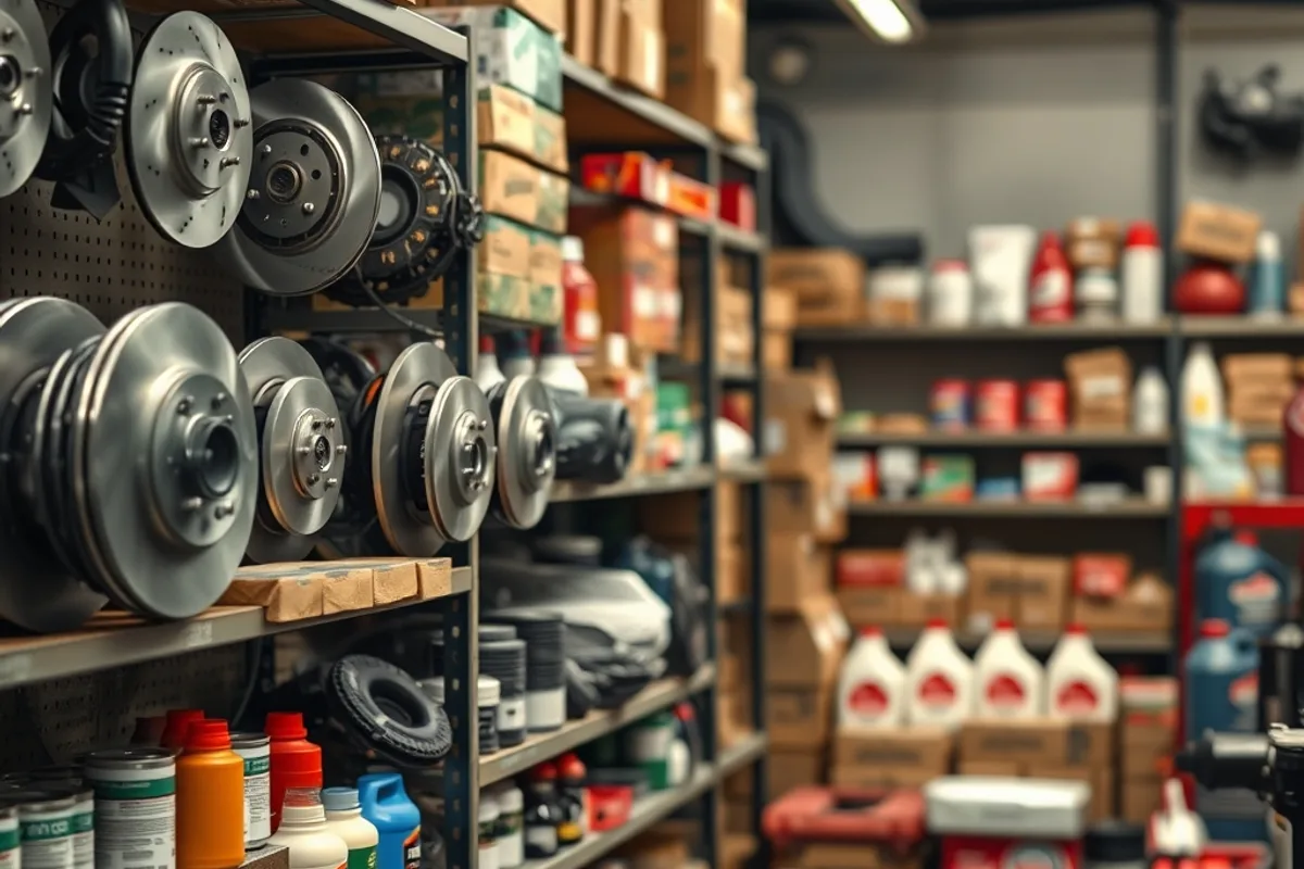 Shelves of car parts in an independent parts store