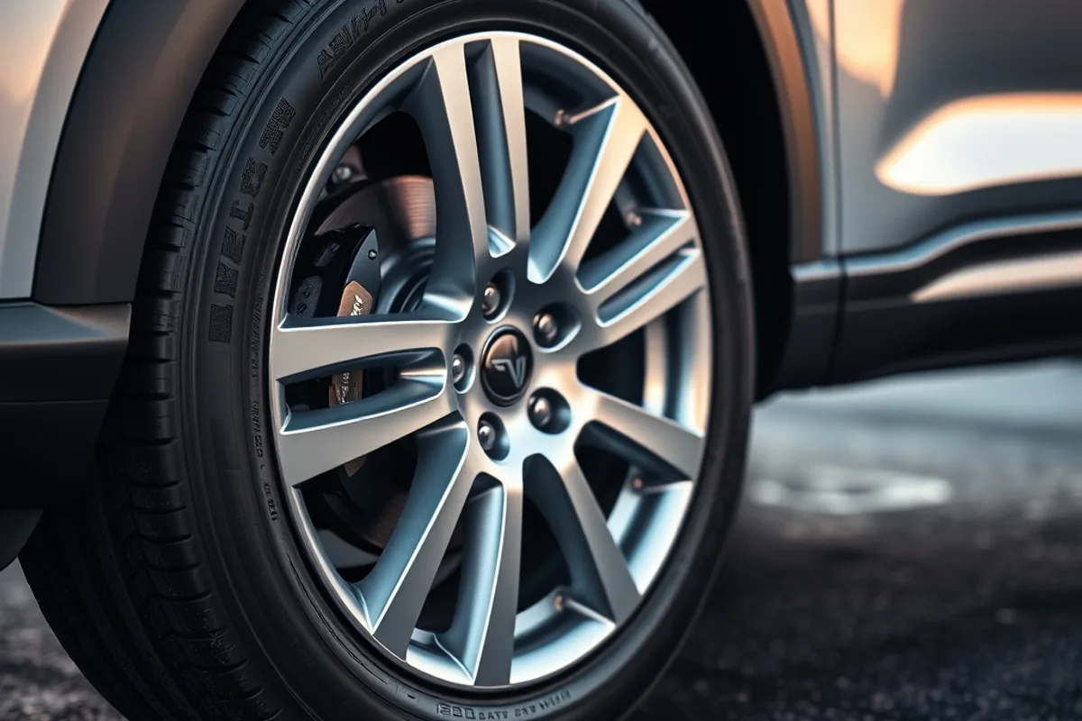 Alloy wheel and brake caliper detail on a silver crossover
