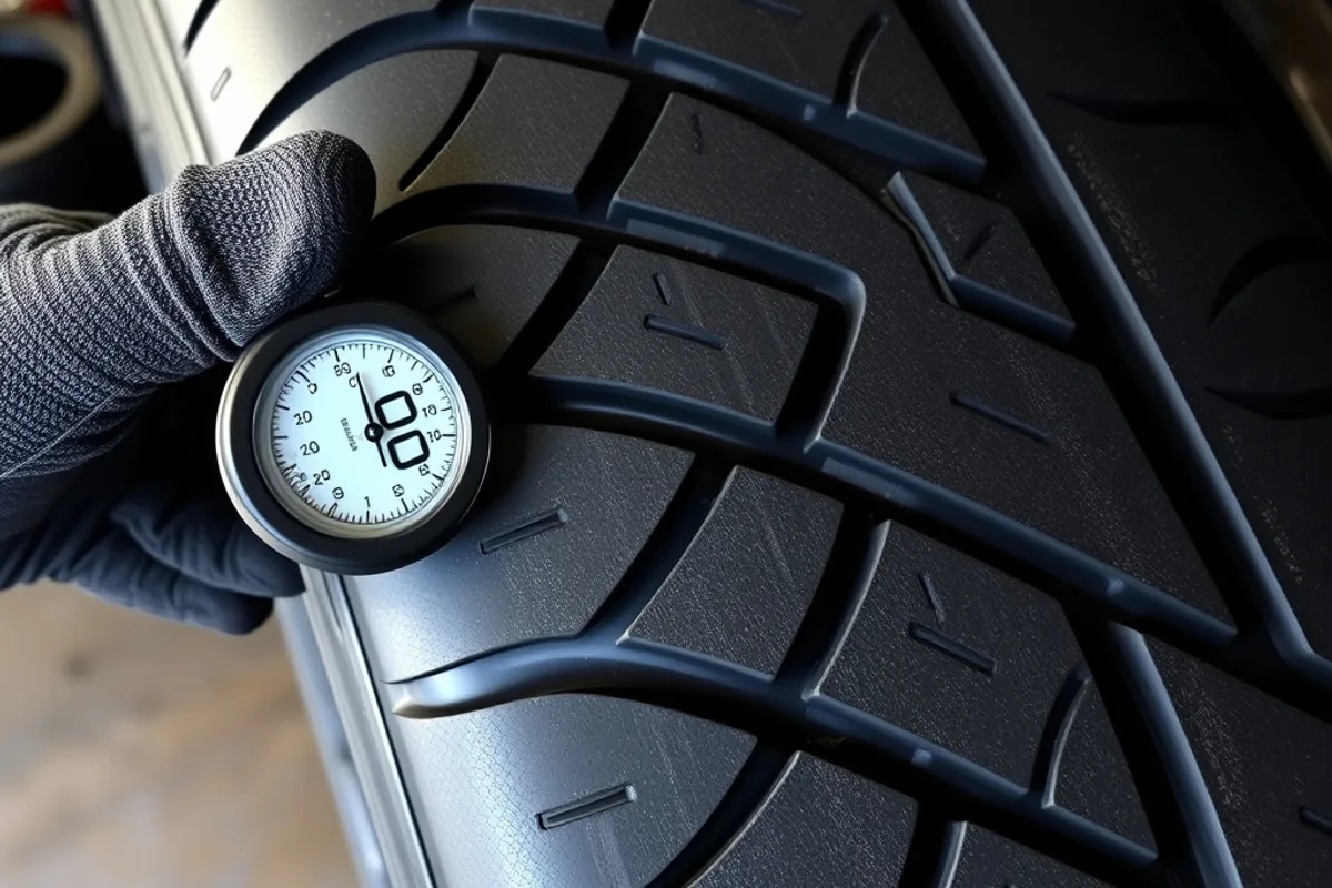 New performance tire tread with a depth gauge